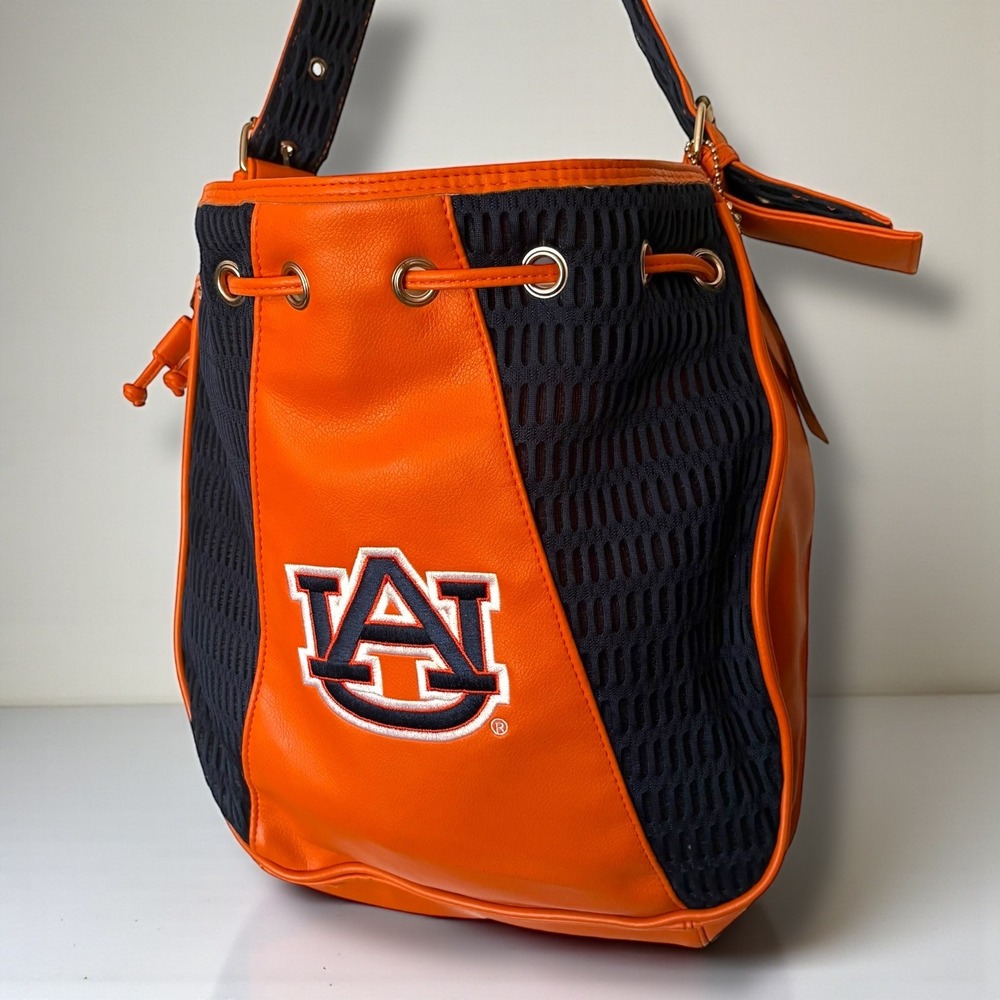 Auburn‎ Tigers alan stuart Bucket Bag Orange Navy Logo Drawstring Shoulder Purse